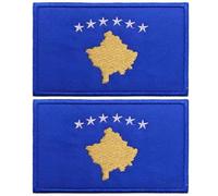 Fopytu 2 pièces Patchs de Drapeau du Kosovo brodés à appliquer au Moral, à Repasser sur Coudre sur l'emblème, Brassard brodé
