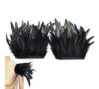 Fopytu 2pcs Épaule Épaulettes Black Feather Ailes Punk Gothic Feather Cape Épaule Haussier Le Châle Cosplay Party Show Decor