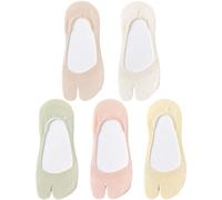 Fopytu 5 Pairs No Show Two-Finger Socks Thin Split-Toe Socks Low Cut Socks for Ladies High Heels Loafers Sneakers Accessories