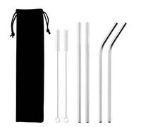 Fopytu 7 Pcs Paies en Acier Inoxydable, Pailles À Boire en Métal Réutilisables avec Brosse De Nettoyage pour, Milk-Shake, Cocktail Boissons Chaudes