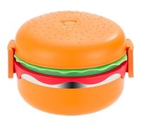 Fopytu Boîte À Bento en Forme De Burger Mignon, Boîte À Déjeuner À Double Niveau, Boîte À Bento Empilable, Récipient Alimentaire, Vaisselle en Couches pour Enfants