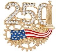 Fopytu Broche Drapeau Américain Commémorative du 250e Anniversaire des États-Unis, Ornée De Brillants, Idéale Souvenir du 4 Juillet, Jour De L'indépendance.