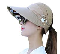 Fopytu Chapeaux De pour Femmes, Chapeau De À Large Bord, Fleur De Perles, Casquette De Protection UV, Casquette De Plage Souple, Visière Pliable, Chapeau De Loisirs en Plein Air