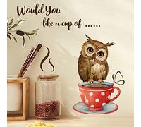 Fopytu Décalcomanies Murales Mignons en Hibou, Tasse Créative Tasse D'autocollant À Maison Autocollants Amovibles Muraux Muraux De Décalage Décoration pour Le Salon De Cuisine