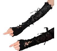 Fopytu Femmes Lolita Jk Dentelle Mitaines Gants Gothique Bricolage cerclage Manches vêtements Accessoires élastique Maille Punk Gants