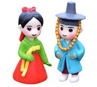 Fopytu Figurines de Couple Romantique, Ornement de Couple Micro Coréen du Sud Hanbok Figurines de Marié de Mariée pour Chambre Salon Décoration de la Maison