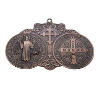 Fopytu Médaille Saint Benoît pour Voiture, Accessoire pour Pare- Saint Benoît, Pendentif Saint Extra Large en Métal, Cadeau Religieux pour Parent, Famille, Ami, Conducteur