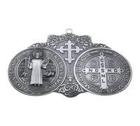 Fopytu Médaille Saint Benoît pour Voiture, Accessoire pour Pare- Saint Benoît, Pendentif Saint Extra Large en Métal, Cadeau Religieux pour Parent, Famille, Ami, Conducteur