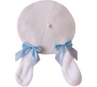 Fopytu Mignon Peluche Rabbit Oreilles Béret Chapeau De Femme Beanie Beret Chapeau Chauffe-Hiver Chauds Chapeaux De Béret Sweet Lolita