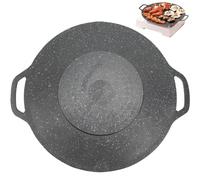 Fopytu Pan De Grill Coréen Antiadhésive sans Fumée Rond BBQ Grill Pan Maifan Piee Bauche Barbece Bagbece Plique Plique Plide pour Calinge De Campin