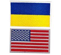 Fopytu Patchs de Drapeau de l'Amérique de l'Ukraine, 2 pcs Drapeau ukrainien des États-Unis brodé emblème d'insigne d'applique Cousu sur Le Patch pour Le Sac à Dos de Sac de Chapeau