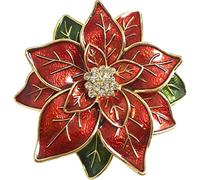 Fopytu Poinettia De Noël Brooch Pin, Rouge Poinsettia Fleur en De Noël Broche Épingles À Revers Bijoux pour Femmes Filles