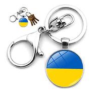 Fopytu Porte-clés Drapeau ukrainien, Pendentif Drapeau ukrainien Rond Porte-clés Bijoux pour Accessoires de Sac