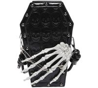 Fopytu Sac à Main Gothique en Cuir synthétique, Sac à bandoulière en Forme de crâne et de Cercueil, Sac à Main d'halloween, Sac à bandoulière pour téléphone Portable, Petit Sac à bandoulière