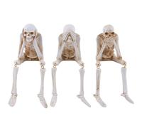 Fopytu Statues d'halloween Voir Parler Entendre Rien Faire Figurines De Squelette Maléfique Décorations De Crâne Réalistes pour Maison Maison Hantée Décoration De Fête d'halloween Faveurs Accessoires