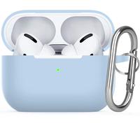 For AirPods Pro 2 Case, Shock Absorbing Soft Silicone Protective Cover with Keychain for Apple Airpods Pro 2nd Gen Case 2022 [Front LED Visible] - Light Blue