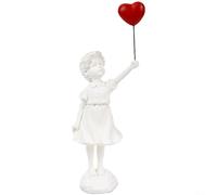For Banksy Figurine en résine de fille au ballon avec détails peints à la main, artistique pour décoration de salon, bureau ou jardin, noir et blanc (B)