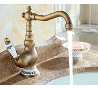 for Bar Farmhouse Commercial, Antique Kitchen 360 Swivel Mixer Fash Gold Sink Faucet, Copper Hot and Cold Basin Tap