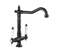 for Bar Farmhouse Commercial, Faucet, Cold and Hot, Double Handle Swivel Spout, Gold/Black/Chrome/Antique Kitchen Water Sink Mixer Tap