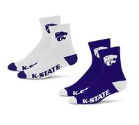 For Bare Feet NCAA Kansas State Wildcats Quarter Sock Two Pack Team Colors Large