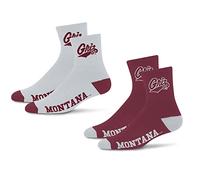 For Bare Feet NCAA Montana Grizzlies Quarter Sock Two Pack Team Colors Large