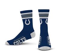 For Bare Feet NFL 4 Stripe Deuce Crew Sock, Indianapolis Colts, Large