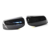 For BMW 5 Series E60 E61 Fiber Mirror Cover, Rearview Mirror Housing Cap Replacement for 525i 528i 530i 530d, Bright Black Side Mirror Cover(Black)