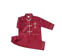 For Boys Kids Traditional Chinese Wing Chun Arts Ensemble Tenue Nouveau-né Tenues pour Filles, Bordeaux, 2 ans