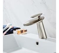 for Brass, Hot and Cold Water Sink taps, Single Lever Waterfall Bathroom Faucet, Gold