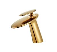 for Brass, Hot and Cold Water Sink taps, Single Lever Waterfall Bathroom Faucet, Gold