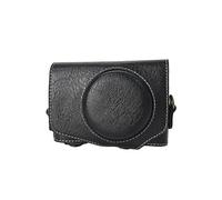 (For Canon PowerShot SX740 HS,Black)Retro Litchi Texture Leather Full Body Camera Case Bag with Strap