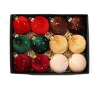For Christmas Ornaments Lot de 12 boules bouclées en velours pour arbre, couronne et présentation de vacances avec plastique et tissu (C)