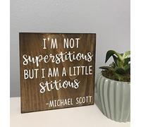 For Crafts Panneau rétro en métal avec citation « I'M Not Superstitious I'M Just A Little Stitious Michael Scott The Office » 20,3 x 30,5 cm