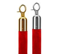 for Crowd Control Barriers at The Exit and Entrance,A Set of Two Velvet Ropes, Hanging Stanchion Rope,3ft/4ft/5ft(Red,6ft(182.9cm))