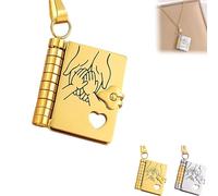 For Daughter - My Incredible Daughter Book Necklace, Adjustable Openable Multi Layer Inspirational Necklaces, Openable Pendant Adjustable with 6 Pages of Engraved Information for Women (gold)