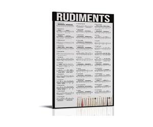 For Drum Set Players 40 Drum Rudiments Reference Poster Practice Exercises Chart Canvas Wall-Art Decor(Framed,08X12inch(20X30cm))