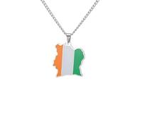 For Europe and For America Stainless Steel Map Gold Pendant Necklace,Charm Maps Clavicle Chain Jewelry,Ethnic Hip Hop Country Flag Necklace,Patriotic Jewelry,Map and Flag Pendant Necklaces (model42)