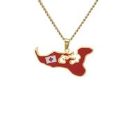 For Europe and For America Stainless Steel Map Gold Pendant Necklace,Charm Maps Clavicle Chain Jewelry,Ethnic Hip Hop Country Flag Necklace,Patriotic Jewelry,Map and Flag Pendant Necklaces (model87)