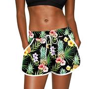 For G and PL Short de bain d'été respirant à séchage rapide pour femme avec cordon de serrage réglable et poches S-XXL, Ananas, M
