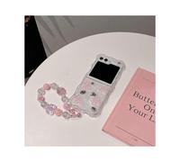 (For Galaxy Z Flip 6,Style A)Compatible Samsung Galaxy Z Flip 6 Case, Slim PC Cute Angel Love Heart Bow Shockproof Cover with Bracelet For Women Girls