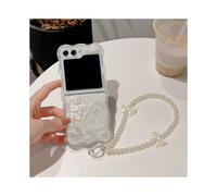 (For Galaxy Z Flip 6,Style C)Compatible Samsung Galaxy Z Flip 6 Case, Slim PC Cute Angel Love Heart Bow Shockproof Cover with Bracelet For Women Girls