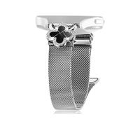 For Garmin Forerunner 55 Venu Milanese Band Metal Magnetic Watch Strap Clover Decor, Size: L - Silve
