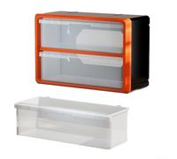 for Gdfnmogo Armoire de rangement à tiroirs en plastique avec plusieurs compartiments pour composants matériels et pièces électroniques, organiseur mural, empilable en plastique PP (orange)