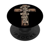 for God So Loved The World - Écriture Religieuse - Croix PopSockets PopGrip Adhésif