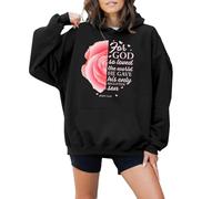 For God So Loved The World Sweat-shirt et sweat à capuche John 3:16 Christian Floral Faith Top pour femme, H-black, 3XL