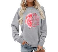 For God So Loved The World Sweat-shirt et sweat à capuche John 3:16 Christian Floral Faith Top pour femme, R-gris, L