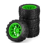 For grands pneus de 115 mm Ensemble de pneus et moyeu de roue de Monster Truck télécommandé à l'échelle 1/10, comprend un adaptateur hexagonal de 12 mm et une doublure en mousse, compatible(grn)