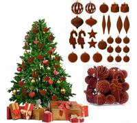 For Holiday Collection de 28 décorations en velours avec motifs assortis pour sapin de Noël et décoration de maison festive, comprend des boucles de suspension sécurisées pour un placement facile