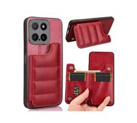 (For Honor X5b / Honor X5b Plus,Red)Cow Pattern Sewing Card Bag Phone Case