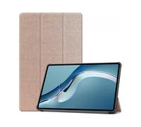 For Huawei MatePad Pro 12.6 2021 Tablet Case Lightweight Tri-Fold Stand PC Hard Back Cover Cover Full Body Rugged Shockproof Cover(Color: Rose Gold)
